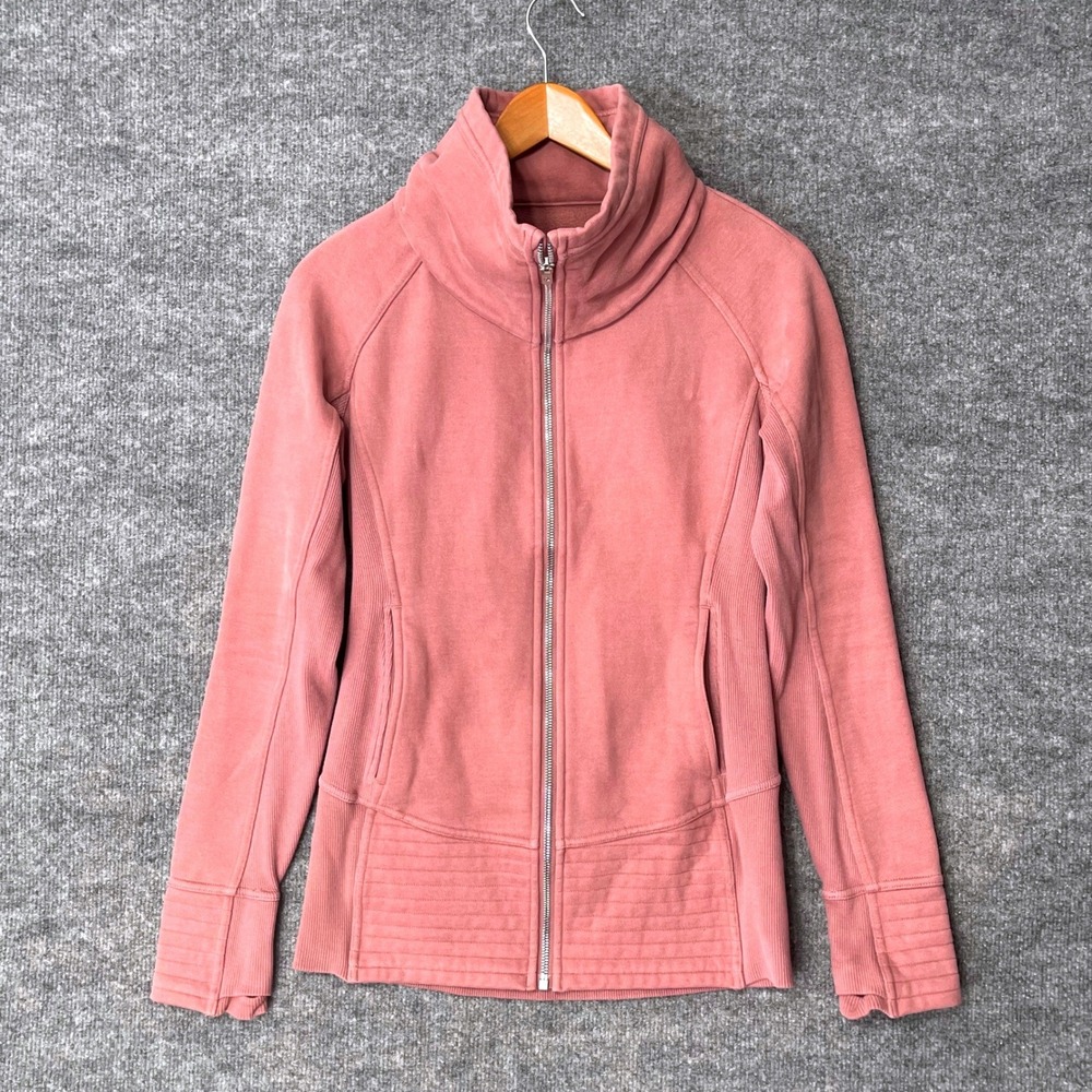 Lululemon Radiant Jacket Dusty Rose Pink Full Zip Funnel Neck Size 6 W4BGCS